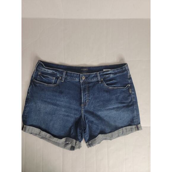 Silver Jeans Pants - Silver Jeans Boyfriend Denim Shorts Womens Sz 18 Dark Wash Stretch Boho Festival